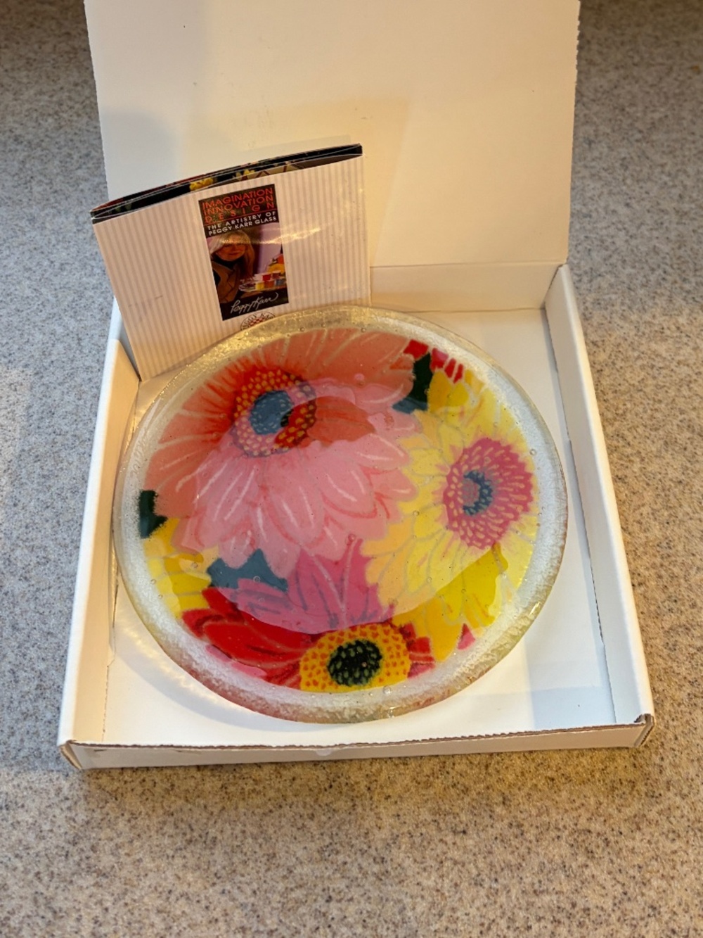 NIB! Collectable Peggy Karr Mini Floral Glass Dish